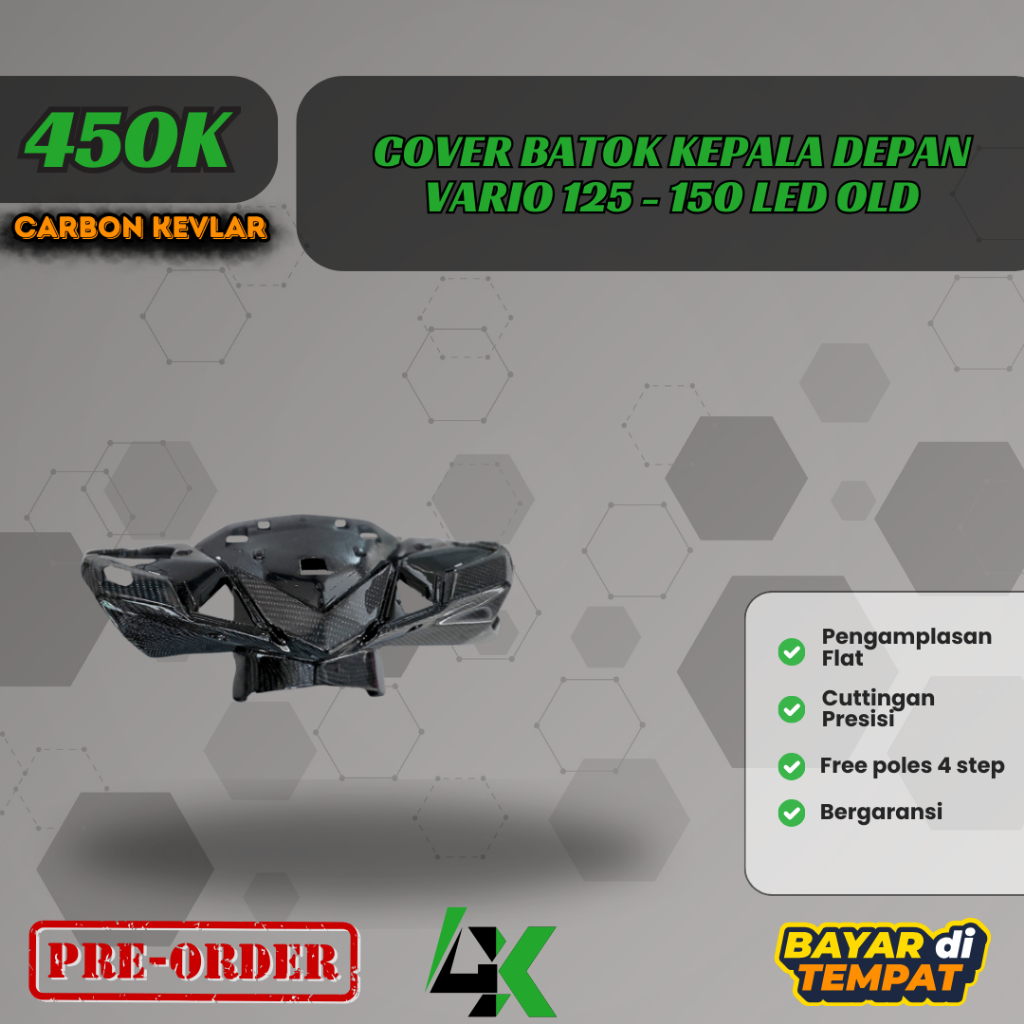 Cover Batok Kepala Depan Vario 125 150 Led Old Carbon Kevlar Karbon Fiber