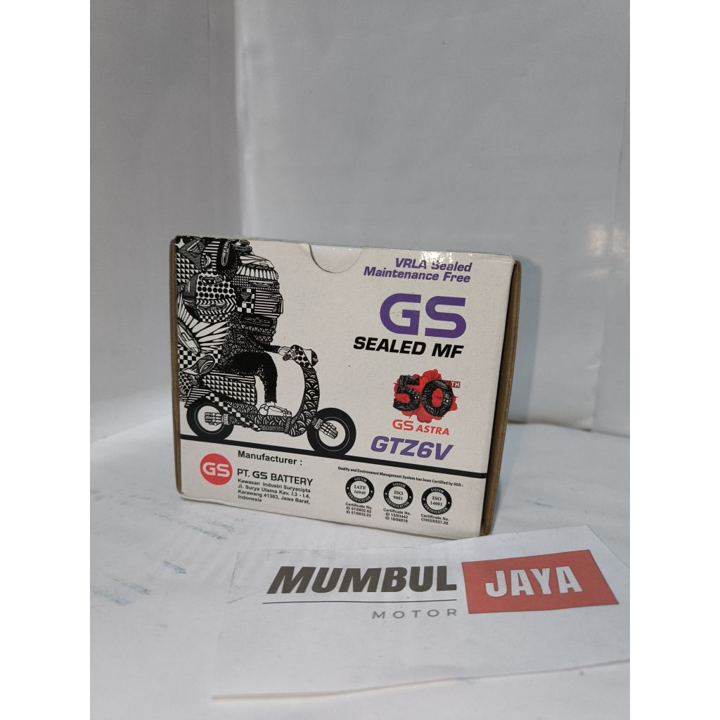 Aki Motor GS Astra GTZ6V MF Sealed Maintenance Free Original