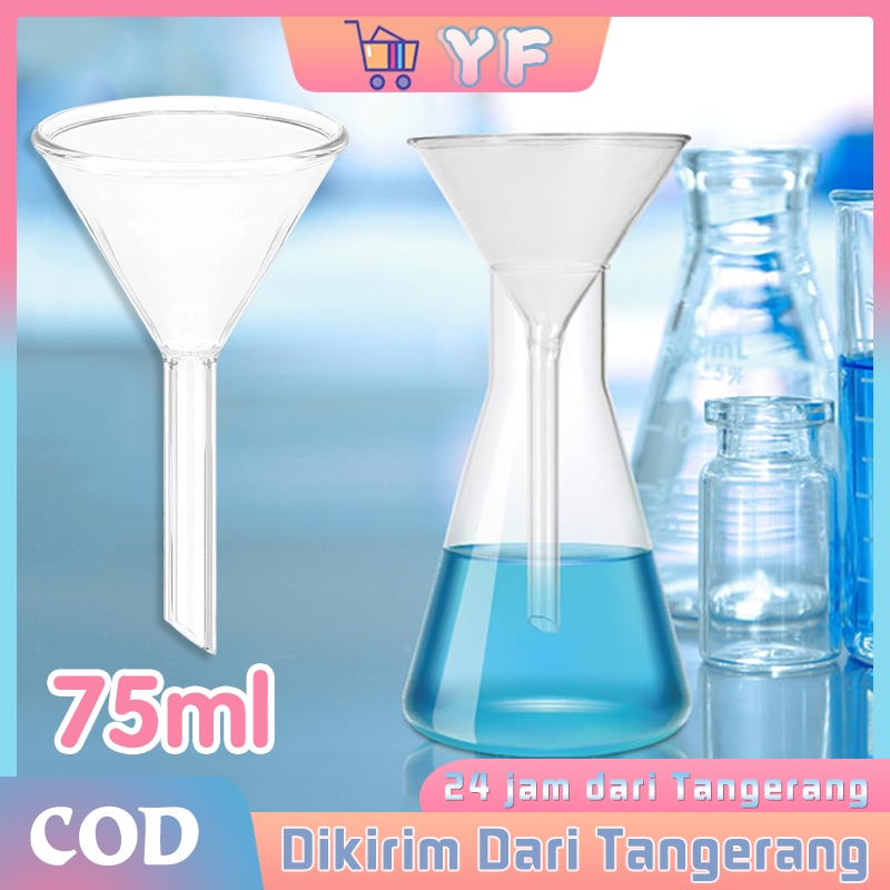 75mm Corong Kaca Laboratorium Corong Gelas Percobaan Kimia Corong Kaca Penyaring Tahan Panas