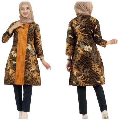 BAJU ATASAN WANITA BATIK TUNIK JUMBO  BATIK BIGSIZE KATUN SIZE M-XXXL-4L-5L