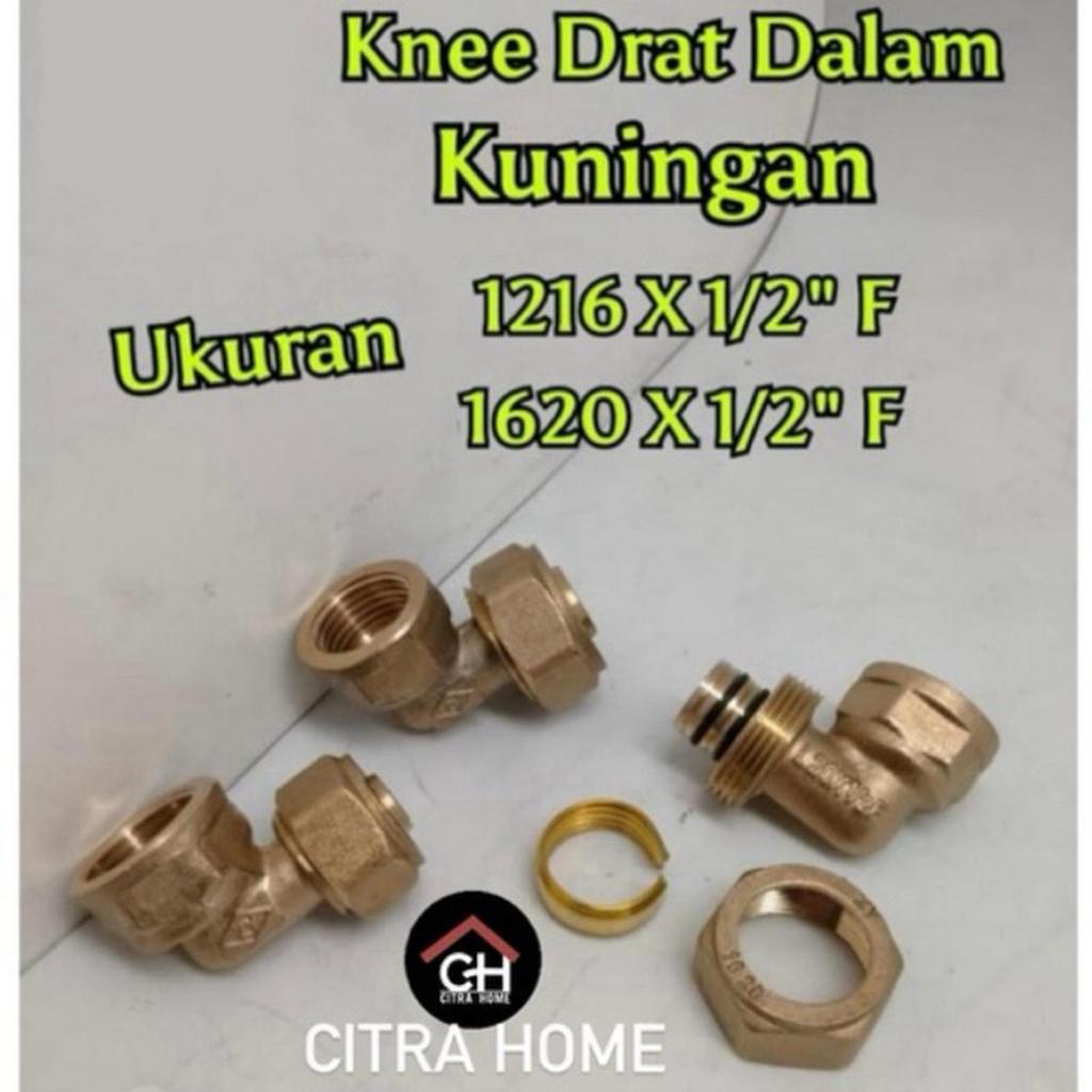 Fitting Air Panas Knee Drat Dalam Kuningan 1216x1/2”F & 1620x1/2”F