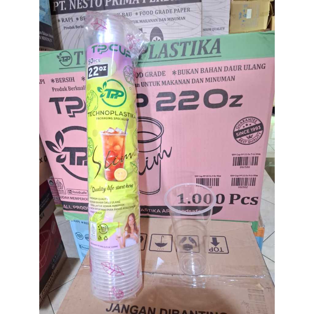 Cup 22 Oz Datar isi 50pcs/Gelas Plastik
