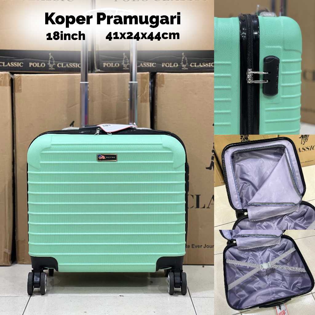 Koper Kabin Fiber Polo Twin 18 Inch Roda 4 Putar Kunci Kombinasi / Koper Pilot / Koper Pramugari