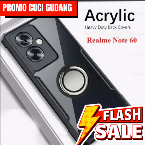 PROMO CUCI GUDANG DISKON CASE REALME NOTE 60 RING STAND CLEAR BEATLE SOFT CASE CASING HP