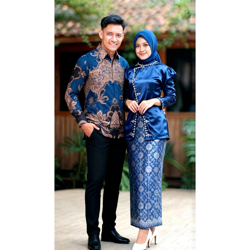 COUPLE BATIK LEBARAN DRESS | Couple Pasangan Gamis Muslim Wanita Pesta Kondangan Bridesmaid Wisuda B