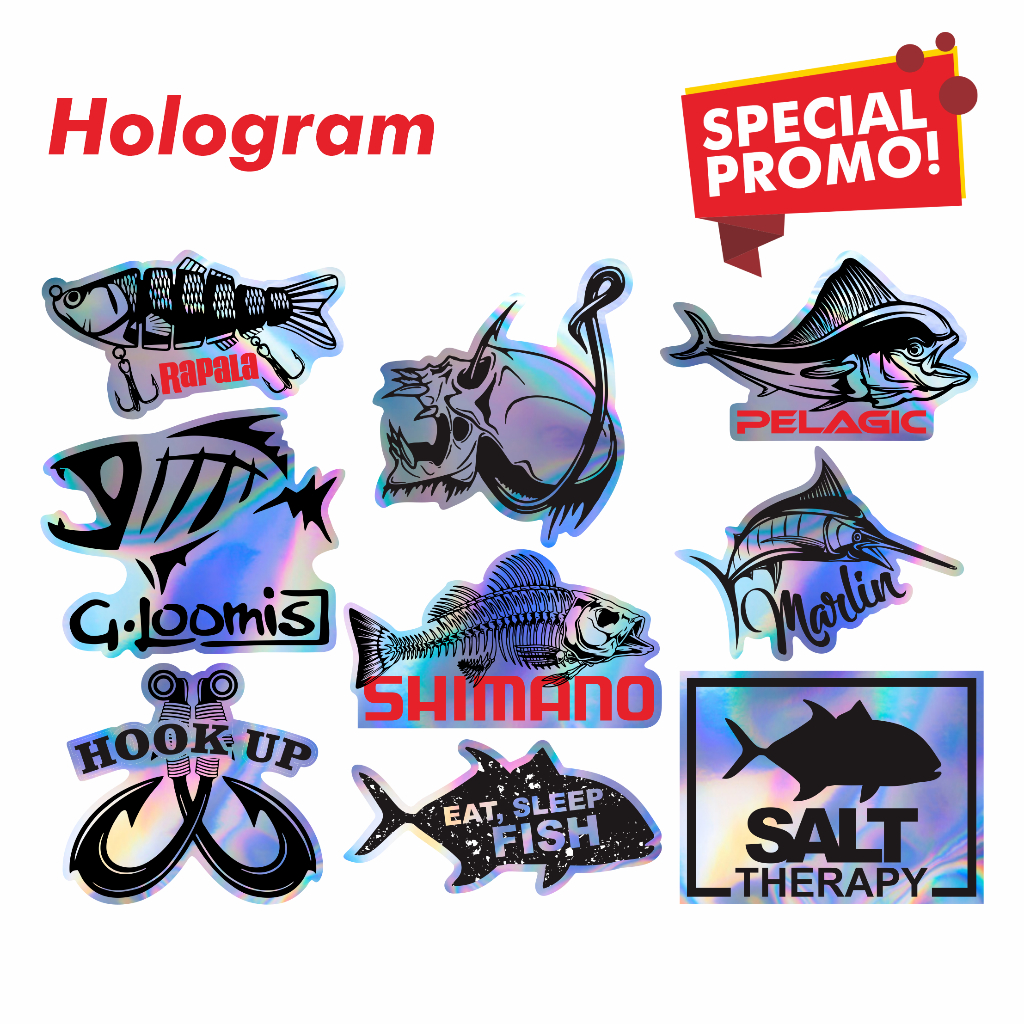 Stiker Pack Hologram Mancing Logo Brand Pancing Terkenal - Murah & Waterproof 20