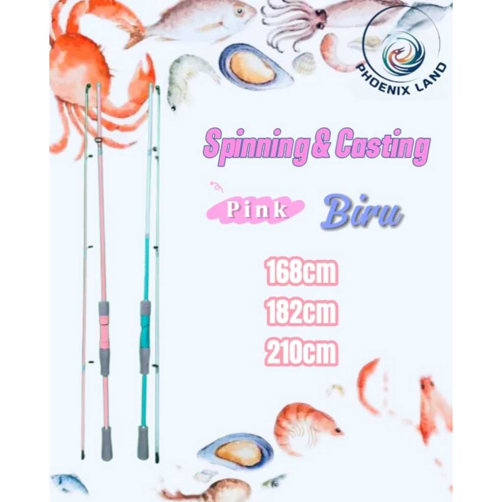 Joran Pancing Casting Spining Fiber Hollow Pancing Joran Pancing Fiberglass Portabel 2 Bagian 168cm 