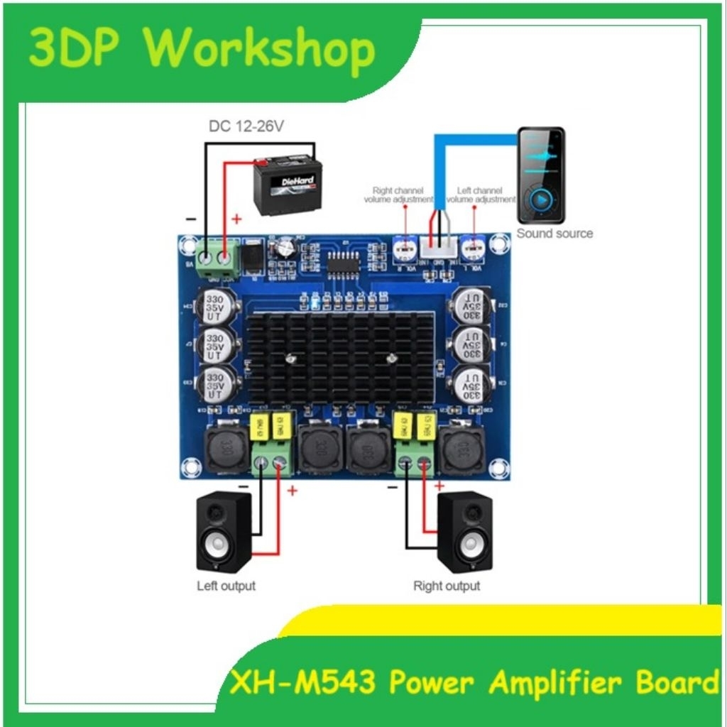 XH-M543 Audio Power Amplifier TPA3116 Class D 2x120w