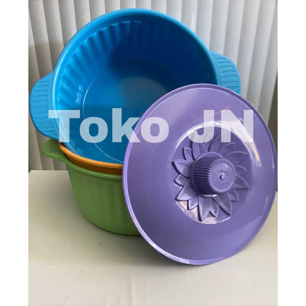 BASI BULAT / WADAH SAJI PLASTIK + TUTUP / WADAH SAYUR / WADAH NASI