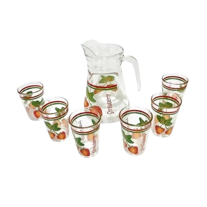 Teko Kaca (1 Pitcher 1.3 L + 6 Gelas 220 mL) Kimglass Set 7PCS
