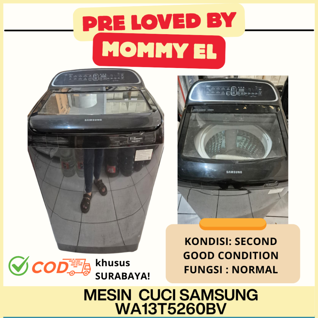 [PRELOVED GOOD CONDITION] MESIN CUCI BEKAS SAMSUNG WA13T5260BV TOP LOADING BISA COD LANGSUNG AREA SU