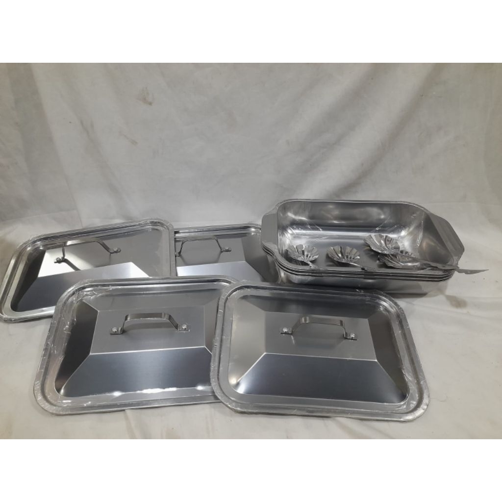 prasmanan set stainless tebal merk BMW ukuran 30 x 22 x7 cmBonus sendok kerang