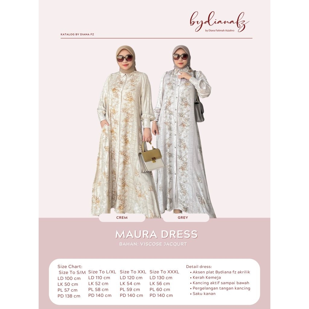 DYN Clothingline Maura Dress Bydianafz | Dress rayon premium Dress kekinian Gamis Rayon premium Gami