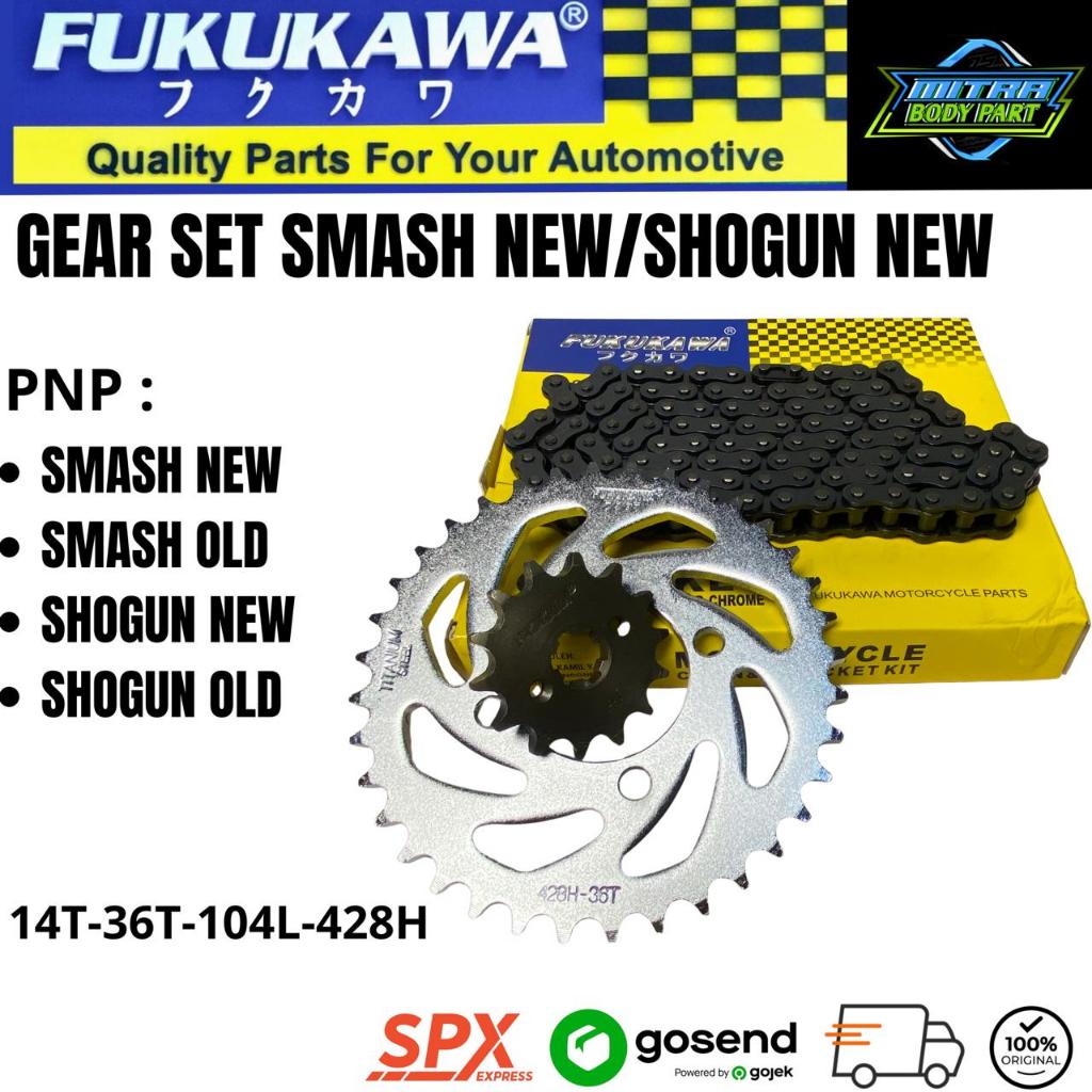 Gear Set Gir Paket Suzuki Smash Rantai 428H 104L 14T 36T FUKUKAWA