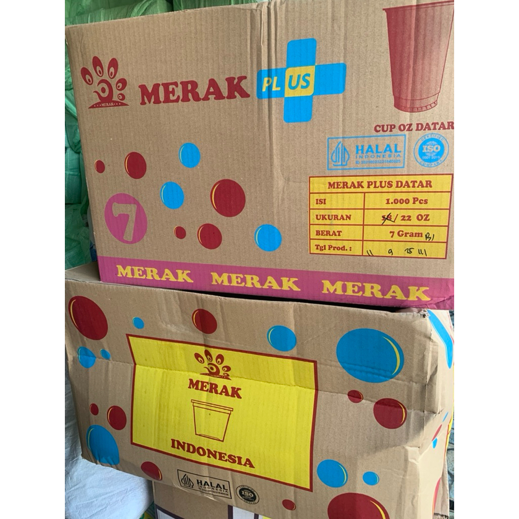 [1 Karton] Cup 22 oz Datar Merak isi 20 slop (1000 pcs)