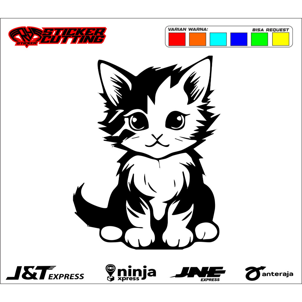 Stiker gambar kucing lucu kaca mobil pickup truk sticker truk