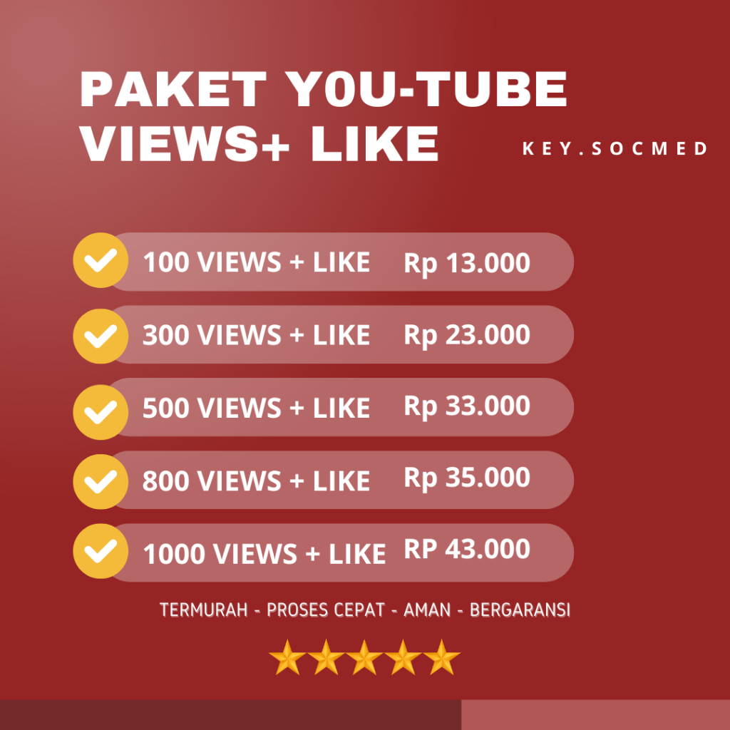 DISKON Paket View Like 1000 View Likes YouTube Permanen Non Drop Organik || Promo Viewer Like YouTub