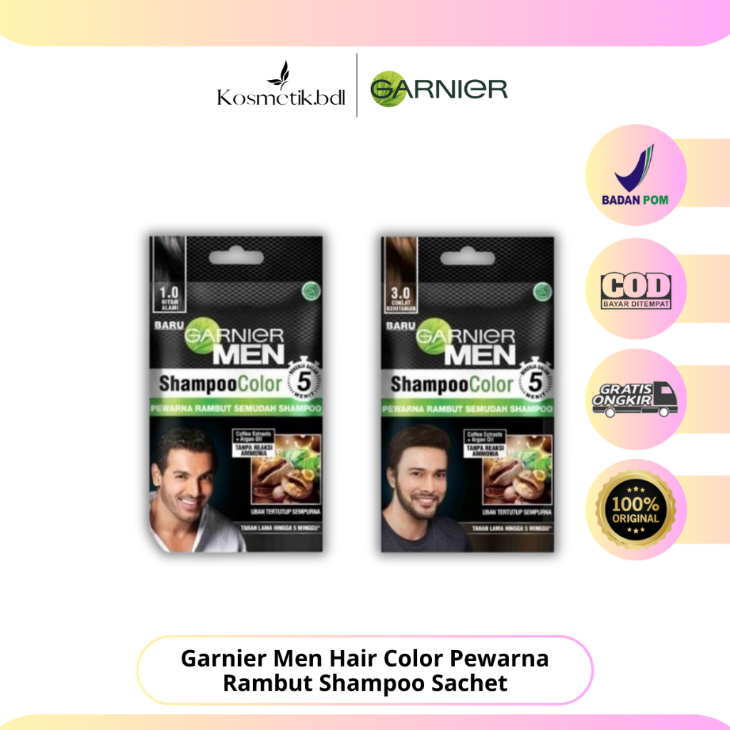 Garnier Men Hair Color Pewarna Rambut Shampoo Sachet