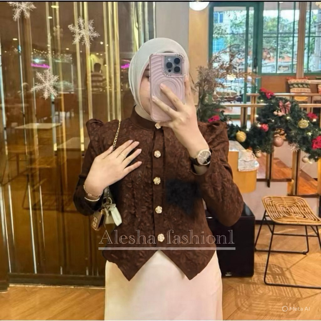 Flower Blouse Long Sleeve - Blazer Wanita Korean Look - Atasan Wanita Kondangan Bussines Casual Tren