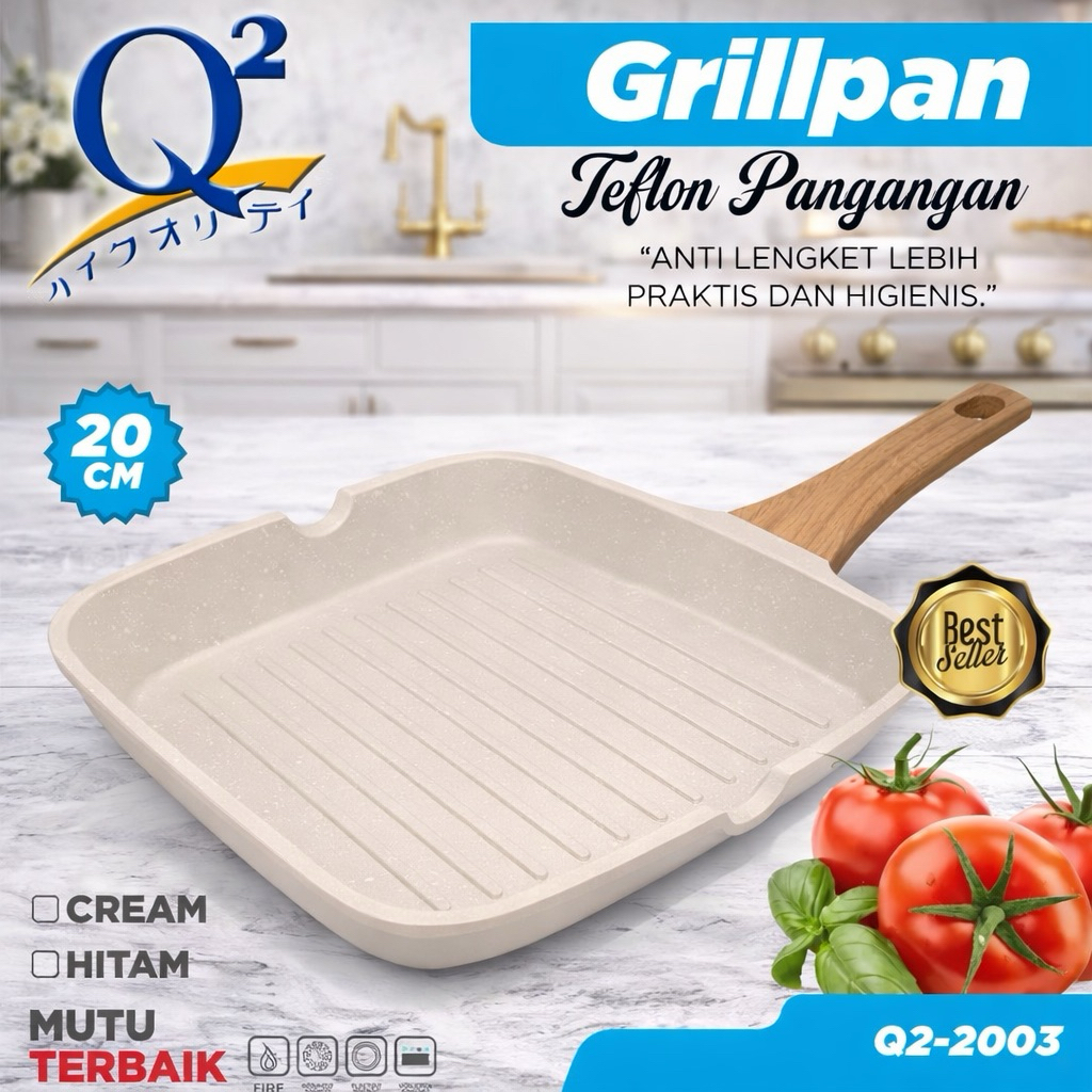 GRILL PAN Panggangan BBQ Anti lengket Q2 2003 Panggangan Kotak 20cm Kompor BBQ Wajan teflon