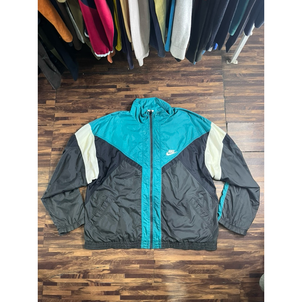 Vtg Nike Windbreaker Jacket 80’s Size XL Men Green/Blck/White Full-Zip NEW Read