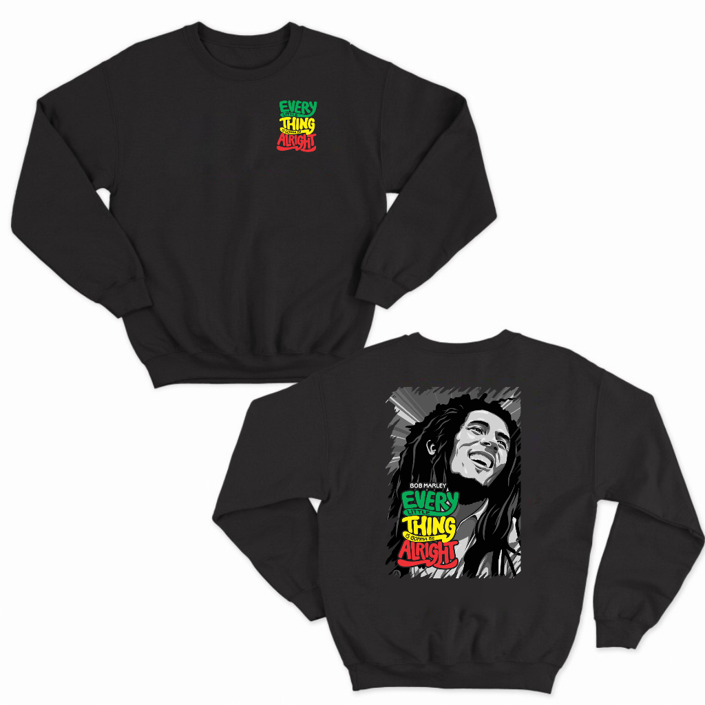 SWEATER CREWNECK BOB MARLEY Bahan Berkualitas Big Size Jumbo