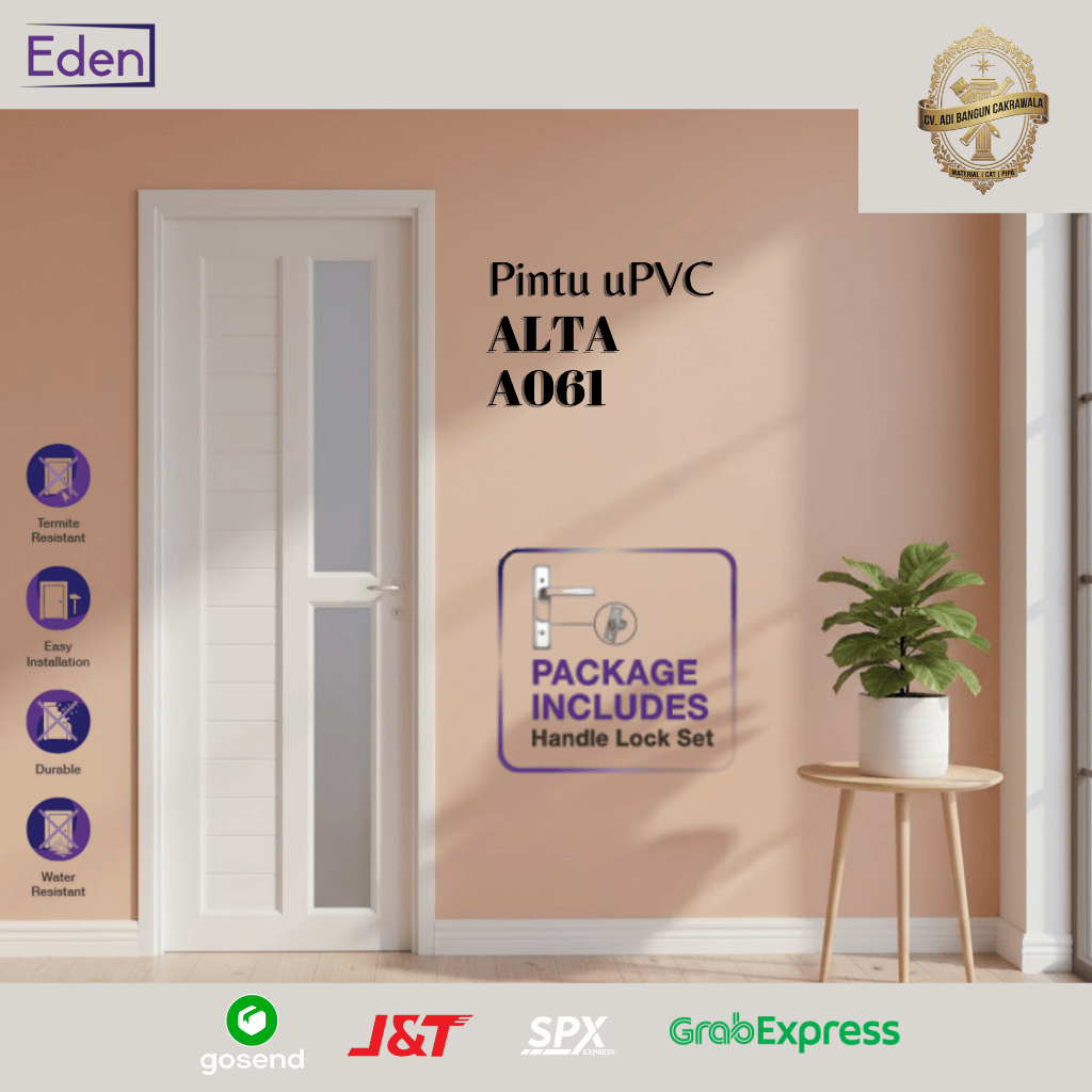 PINTU UPVC EDEN KAMAR MANDI ALTA A061 MINIMALIS