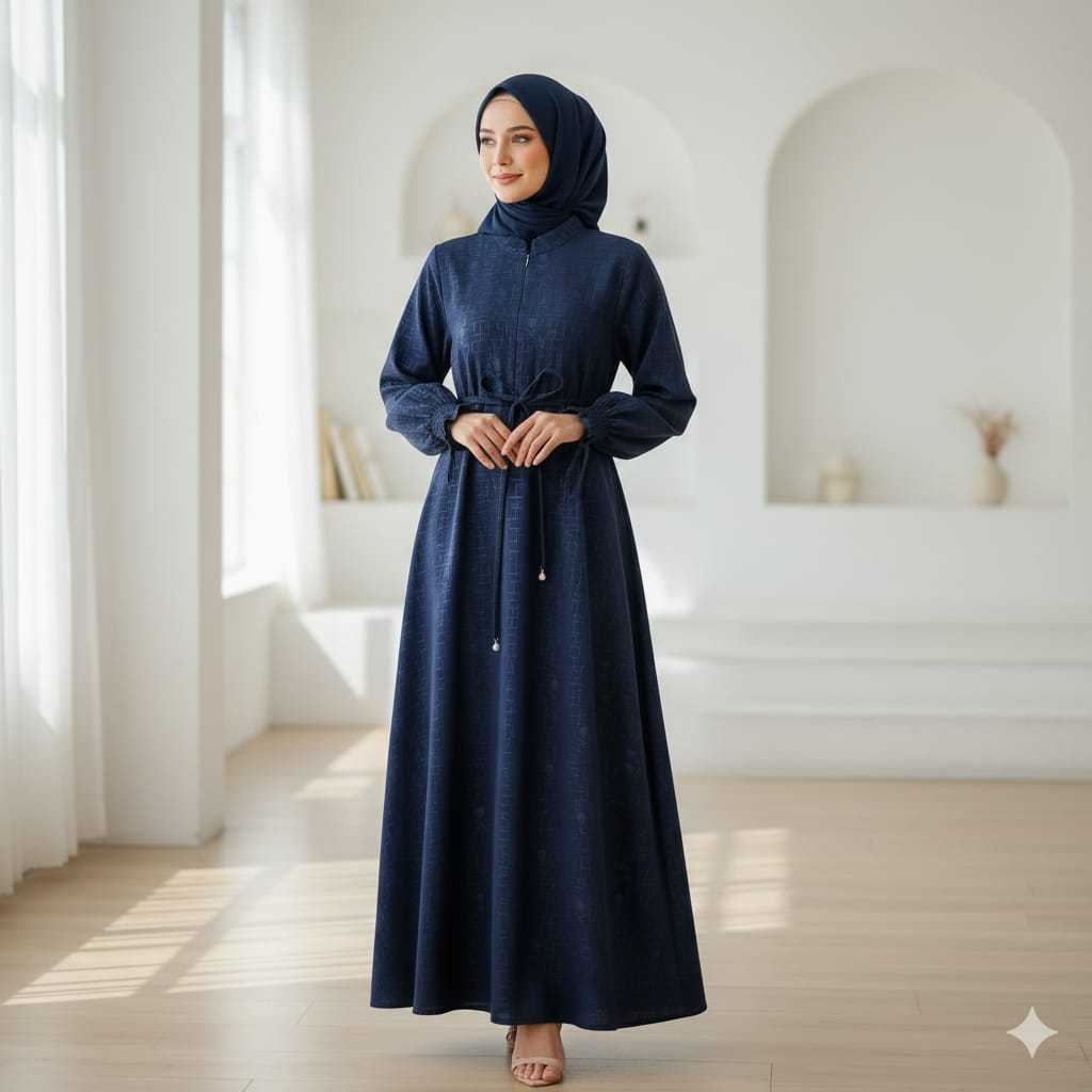Azmi 93 -  Gamis Abaya Turki polos Embos Palm Gamis Dress Muslim Ld 120