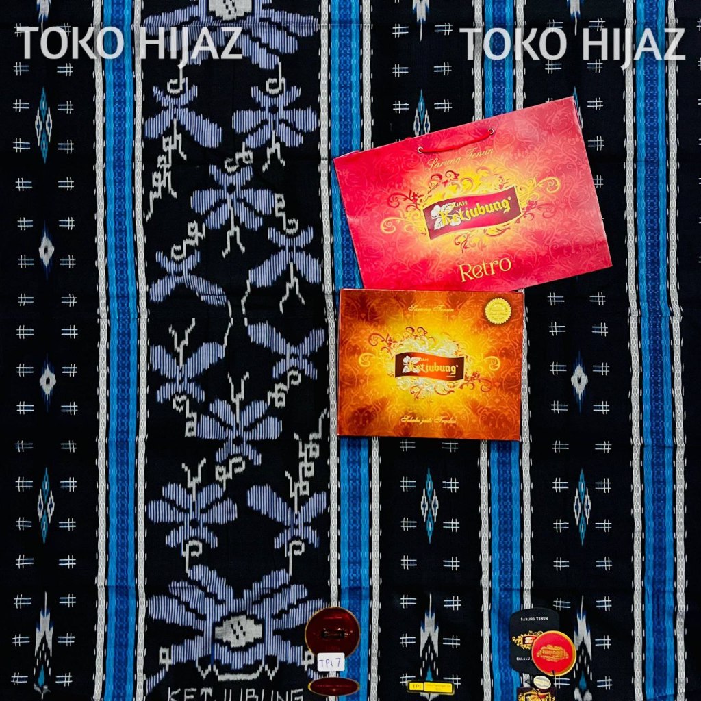 Sarung Ketjubung Gold Motif TCW, TPI Corak Polosan Hitam Ketjubung Red Mesres