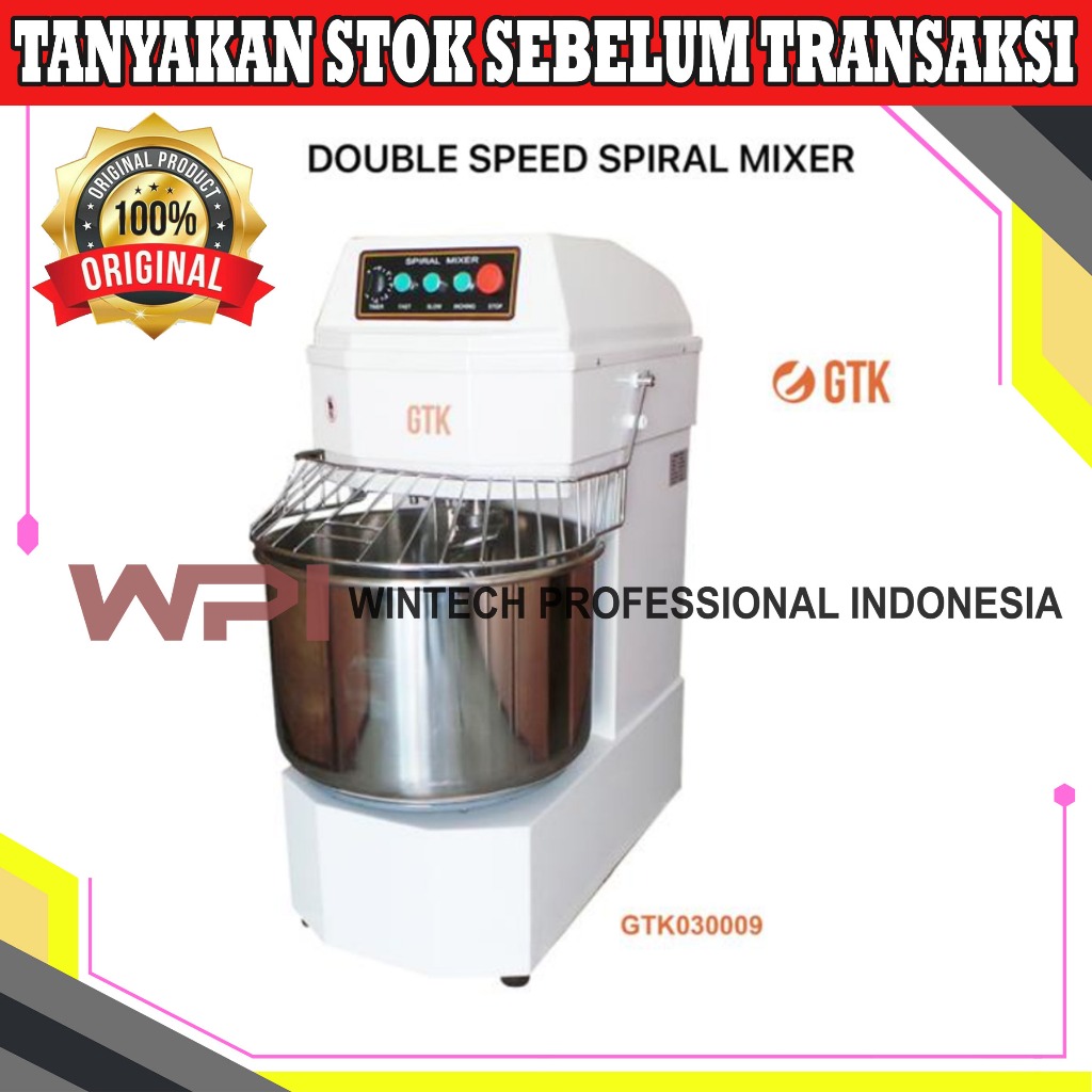 Guataka GTK030009 Double Speed Spiral Mixer 60 L 3 Phase - Mixer Adonan Roti Skala Besar - Mesin Pen