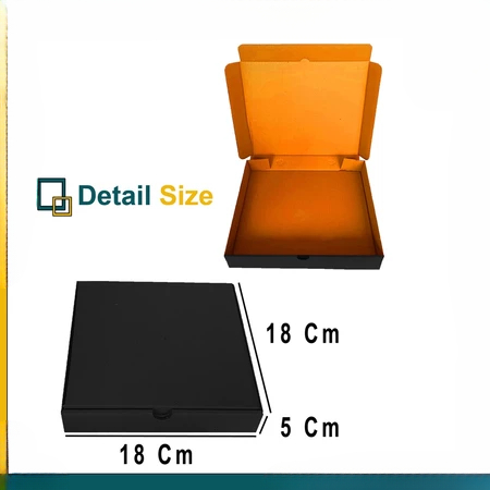 Kardus Hitam Polos Ukuran 18 x 18 x 5 Cm Dus Kemasan Pizza Box Lipat Depan