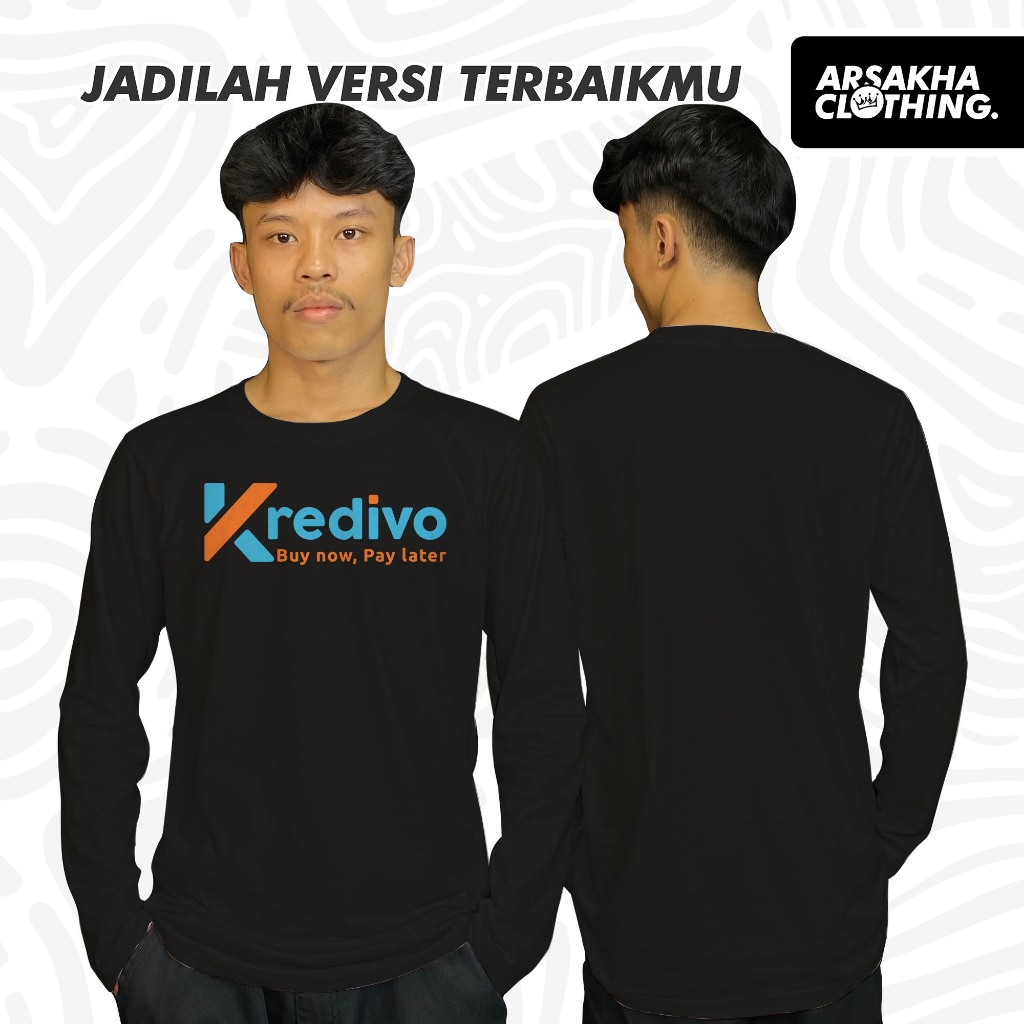 Kaos Lengan Panjang Kredivo logo Depan Baju Distro Katun Combed 30s by Arsakha Clothing