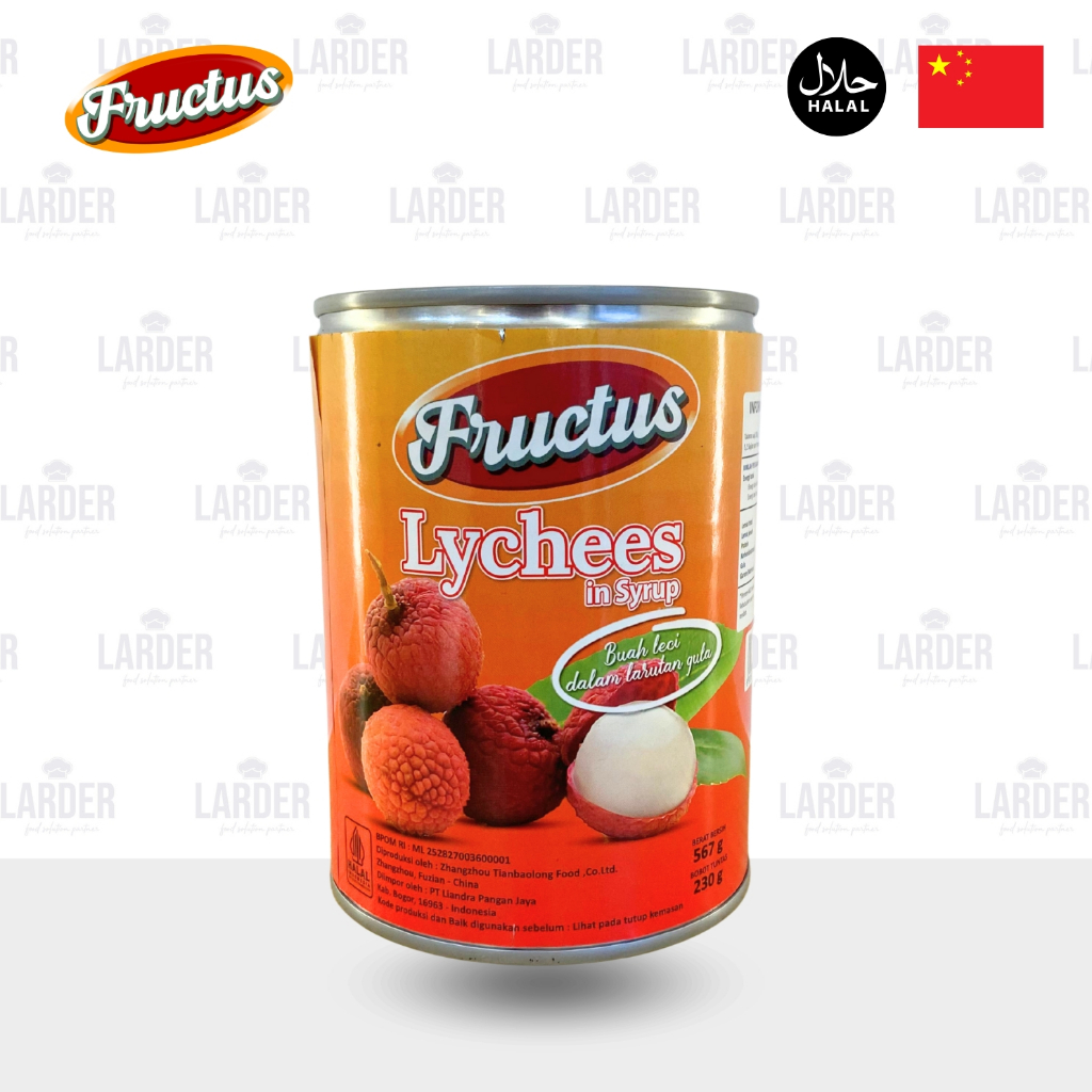 Leci Kaleng Sirup 567gr - Buah Leci Segar, Halal, Praktis Merk FRUCTUS