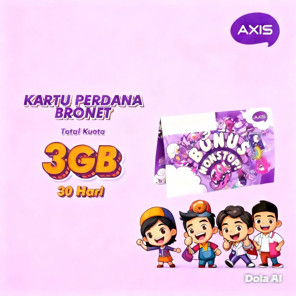 Kartu Perdana Axis Paket Internet 3GB Nasional 30 Hari