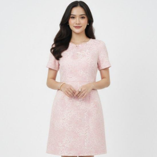 Eprise Dress Lengan Pendek - AE04A PINK | Dress Terusan Wanita Casual