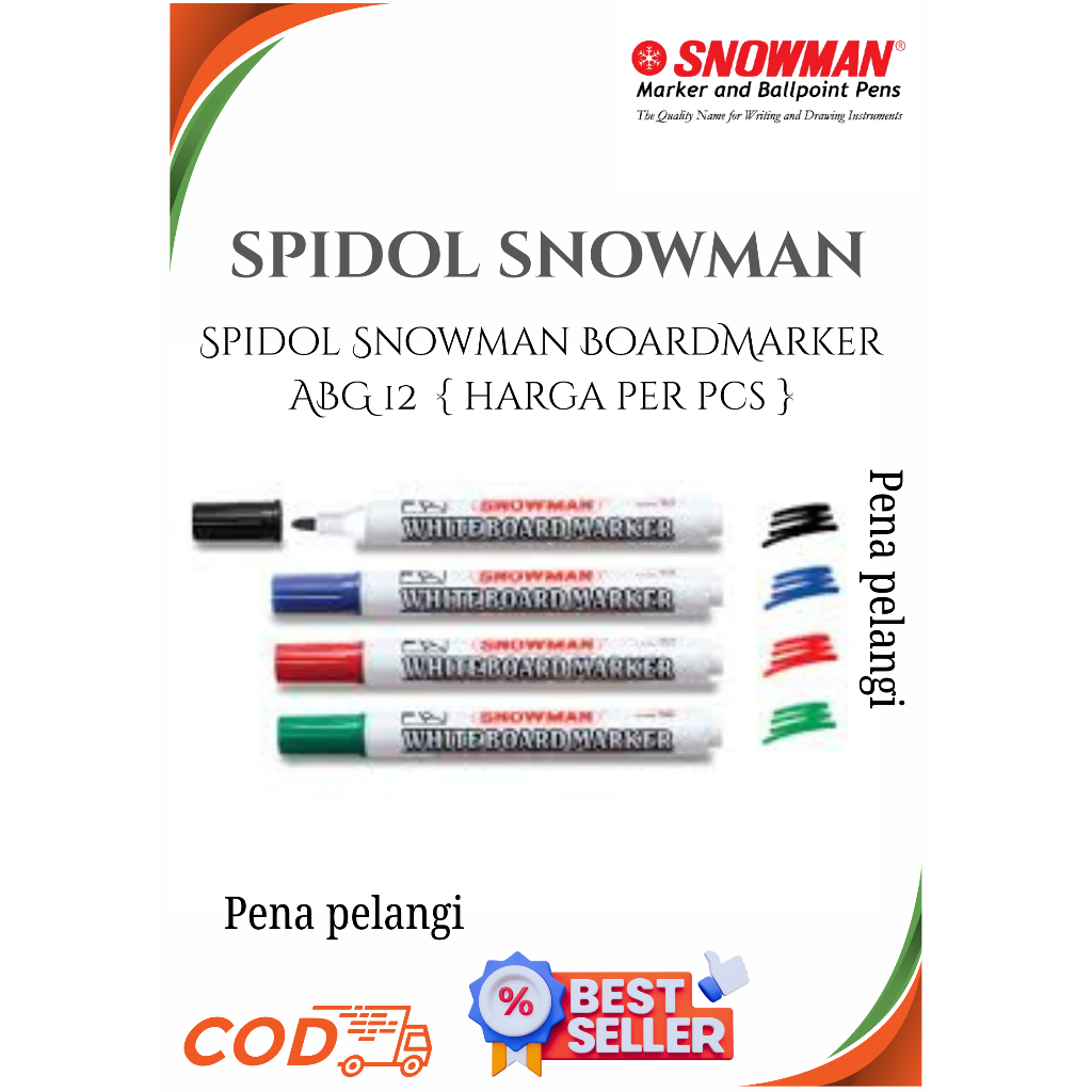 Spidol Snowman BoardMarker ABG 12 [1 pcs]