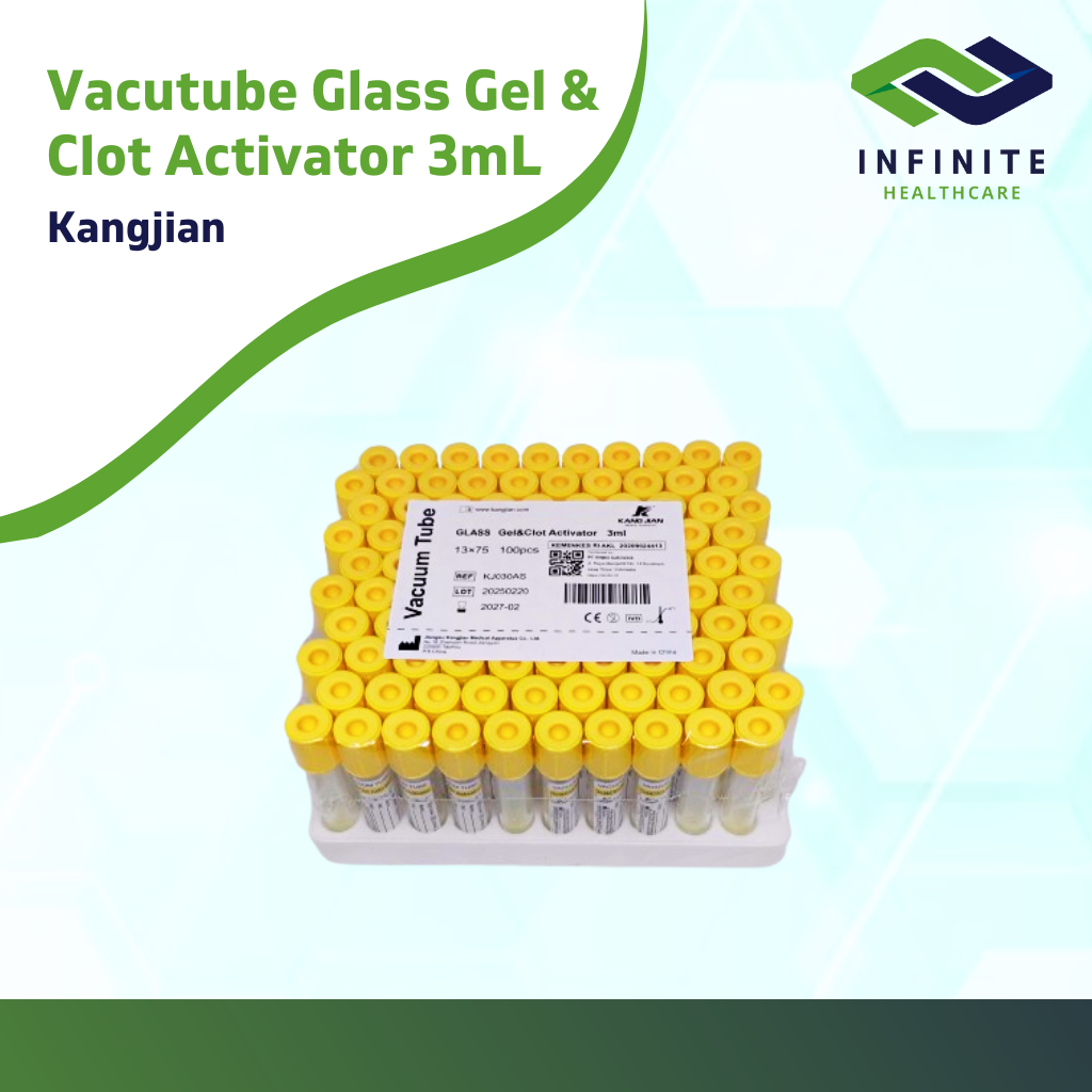 Tabung Darah Glass Gel & Clot Activator 3ml Vacuum Tube Glass Gel & Clot Activator 3ml Kang Jian Vac