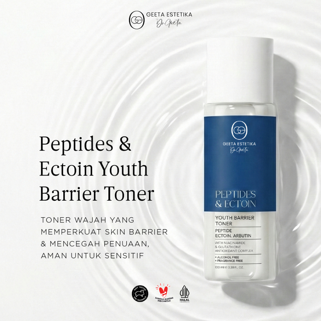 GEETA ESTETIKA By Dr Geeta Peptides & Ectoin Youth Barrier Toner 100ml | Toner Wajah untuk Kulit Sen