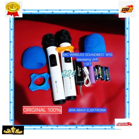 Q24 SOUNDBEST W 10 W10 SOUND BEST Microphone Wireles Resiver Mini MIK MIC MIX DUAL SEPASANG 1 SET KA