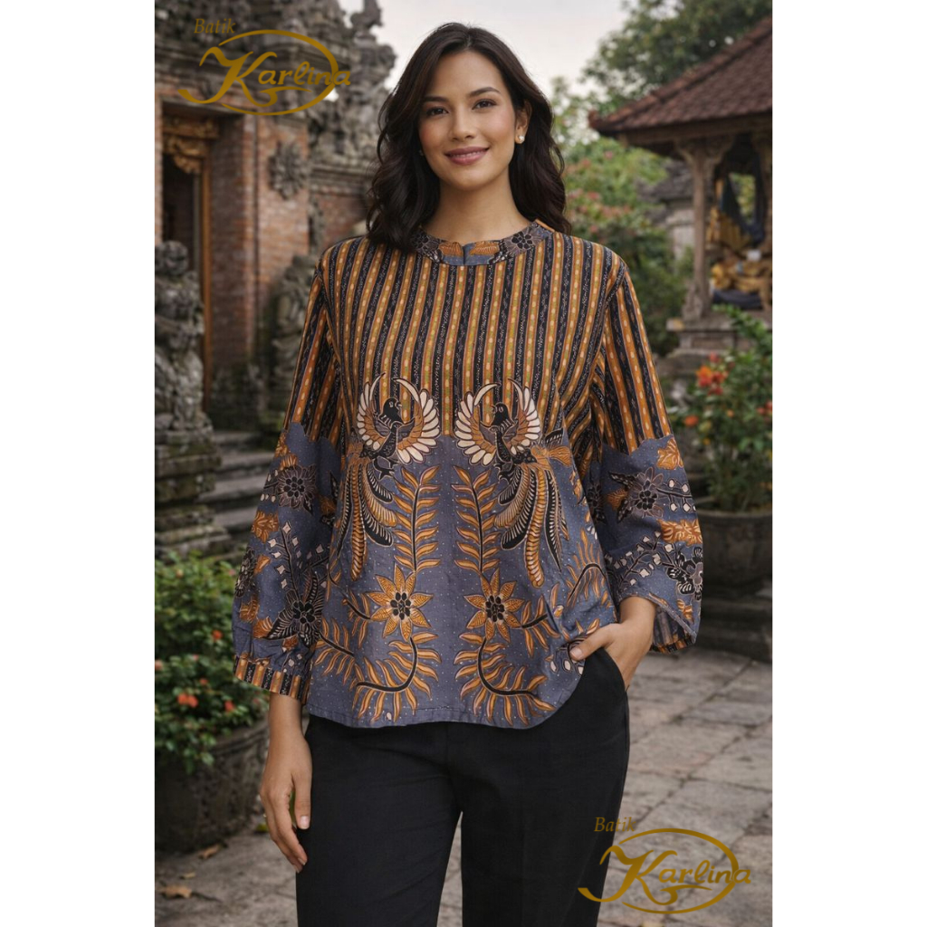Blouse Lengan Panjang Batik Karlina Batik Khas Solo / Atasan Kerja Wanita BATIK KARLINA SOLO