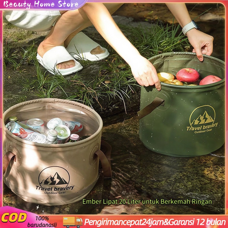 Ember Lipat 20 Liter untuk Berkemah Ringan Portabel Wadah Serbaguna untuk Piknik dan Memancing,
