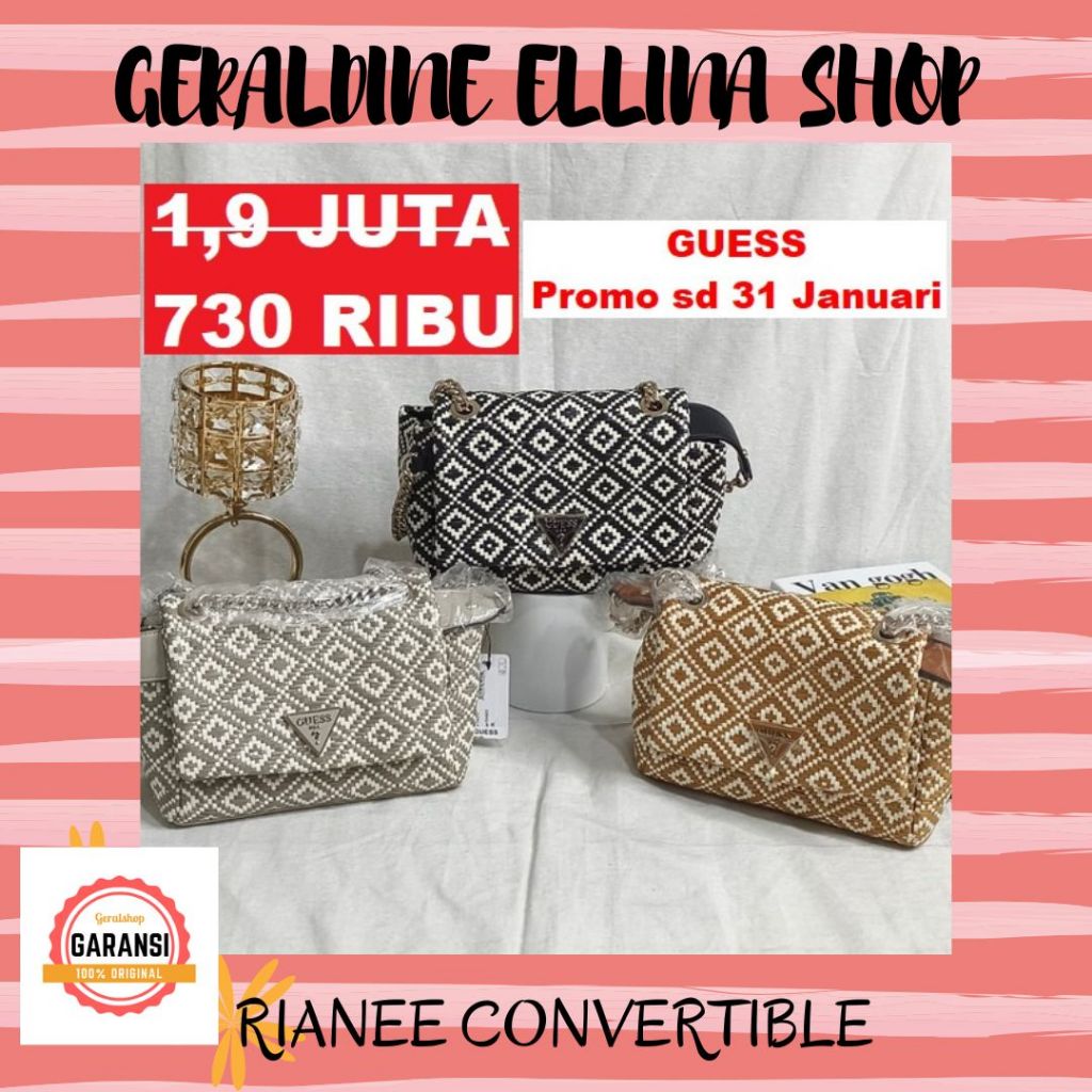 Tas selempang wanita Guess original sale seri RIANEE CONVERTIBLE