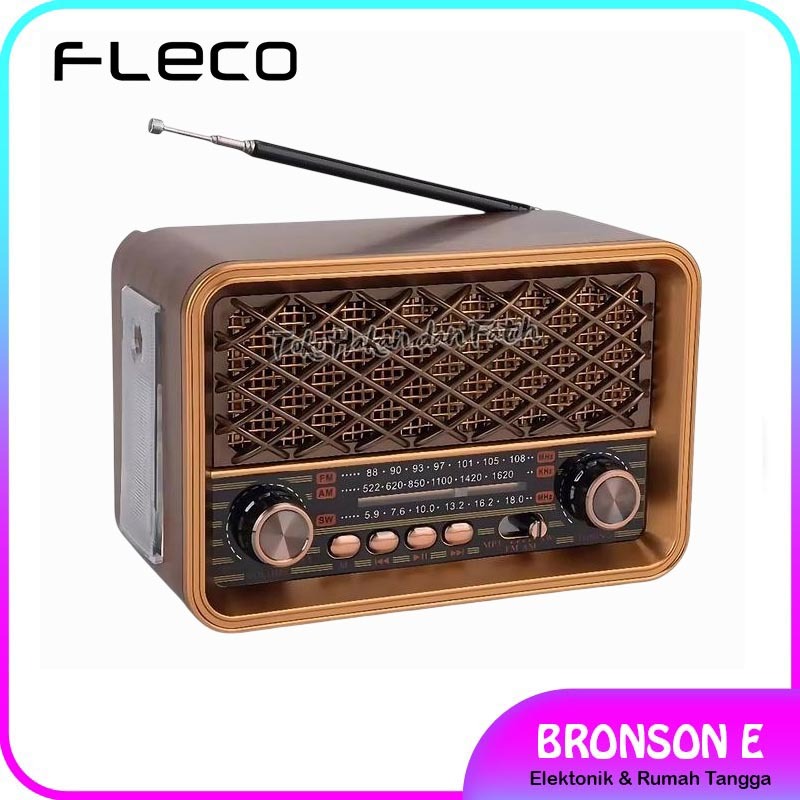 FLECO F-3030BTL Radio Retro Portable FM/AM/SW/TF USB - Radio Bluetooth Speaker Senter