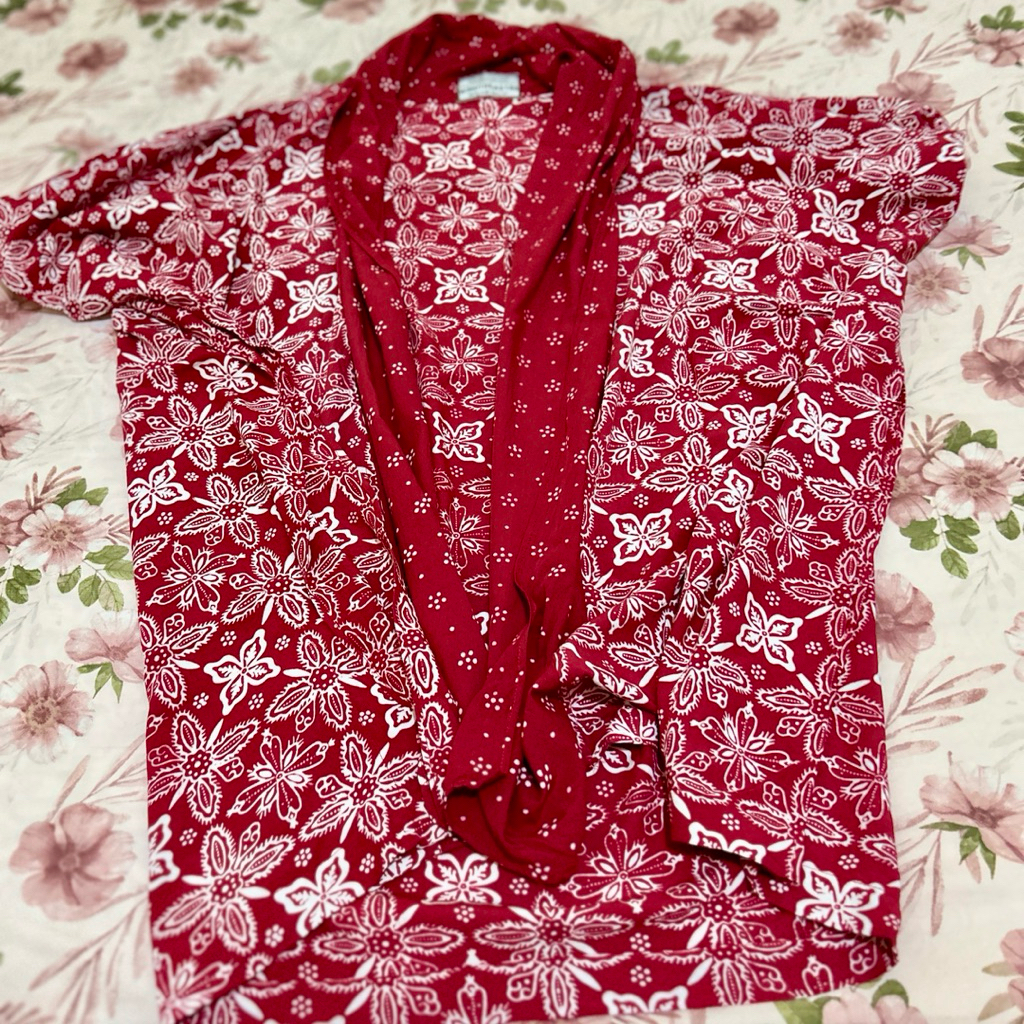 Winosastro Batik Jogja Homemade Blouse syal outer batik Merah Wanita Allsize