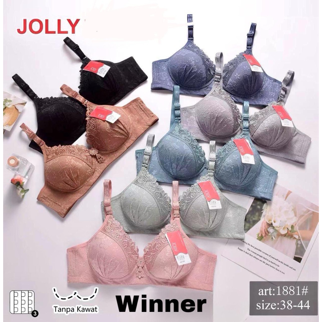 BH JOLLY 1881 ~ BRA RENDA WANITA TANPA KAWAT ~ BH BUSA WANITA MOTIF EMBOS