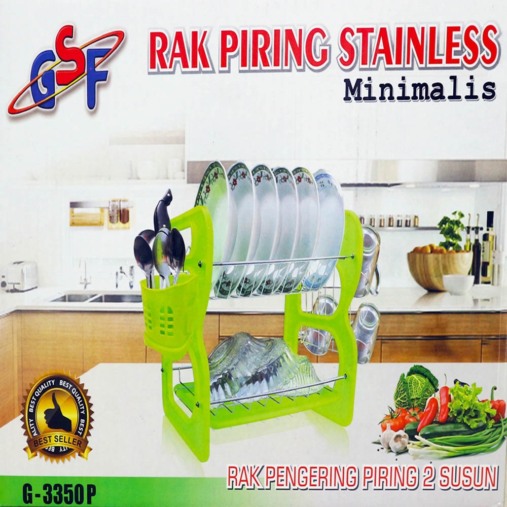 Rak Piring GSF G-3350P Hijau/Rak Pengering Piring 2 Susun