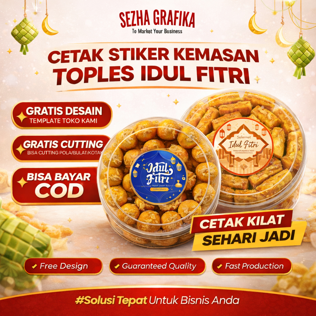 Stiker Label Idul Fitri Bulat Custom Cromo Premium