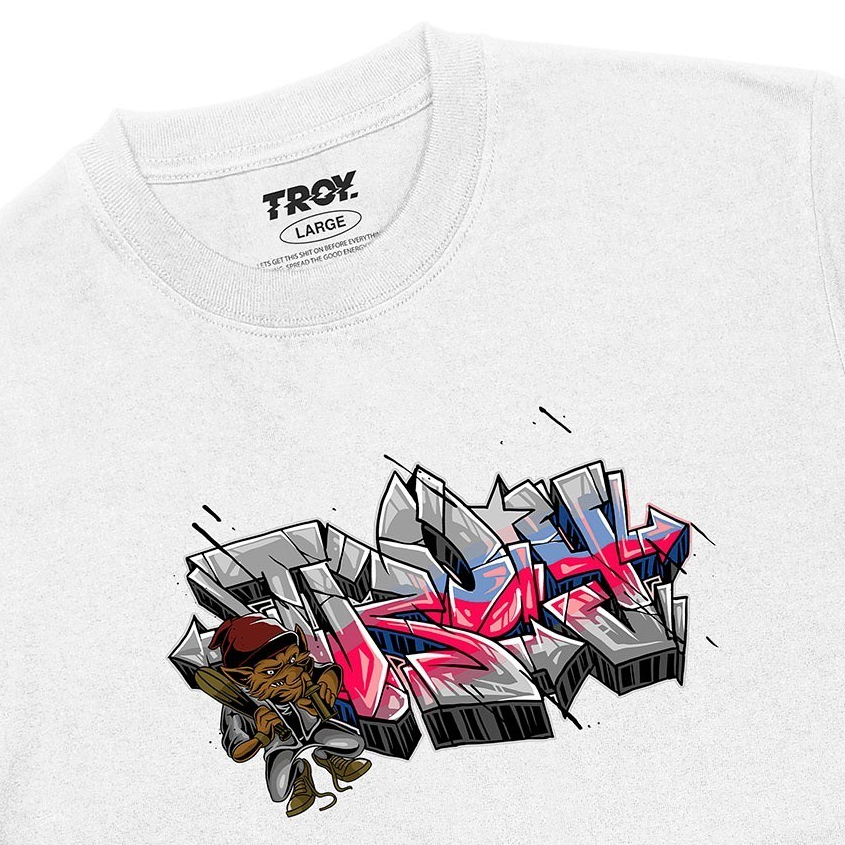 Troy Company Tshirt White Rat Guerrier - Kaos Lengan Pendek Kaos Putih MTD 2404
