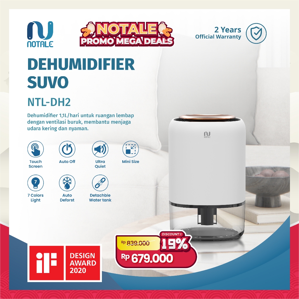 Notale Dehumidifier Suvo Penyerap Lembab Ruangan Dehumidifier Ruangan Dehumidifier Serap Lembab NTL-
