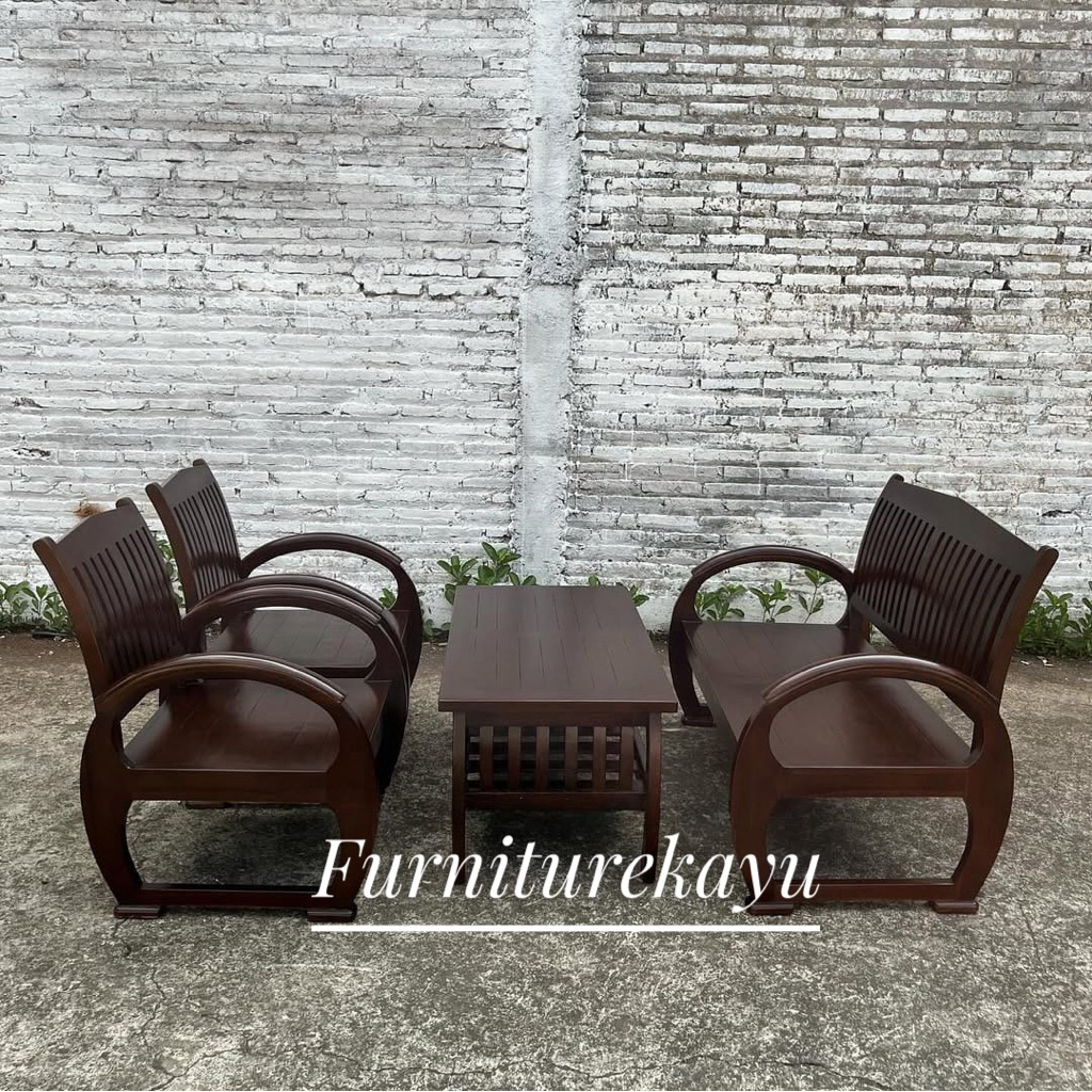 kursi tamu minimalis klasik modern kayu jati, kursi tamu murah kayu jati, kursi tamu 211 + meja kayu